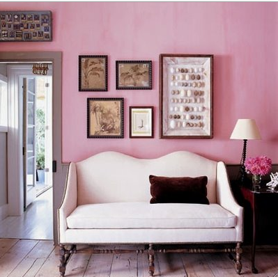 shades of pink, pink living room