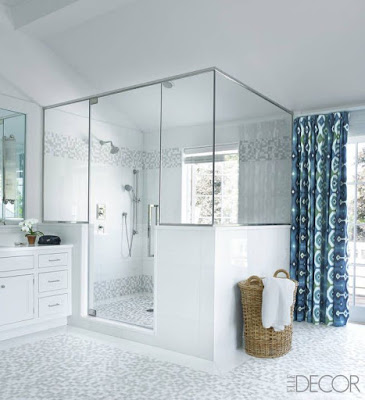 textured walls, mosaic tiles floor shower decor