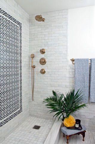 textured walls. mosaic tiles floor shower bathroom decor