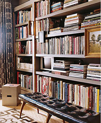 Francisco Costa bookcase/lybrary with black leather bench infront