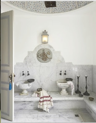 a turkish bath in a wooden home  in the bosphorus is restored in a global chic style via belle vivir blog