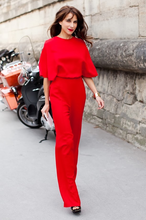 Caroline Sieber street style red outfit