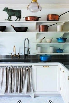 ways to display pots and pans in the kitchen via belle vivir blog