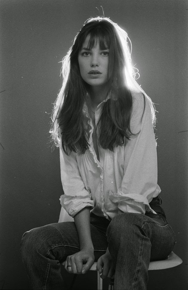 jane birkin with jeans and white shirt
