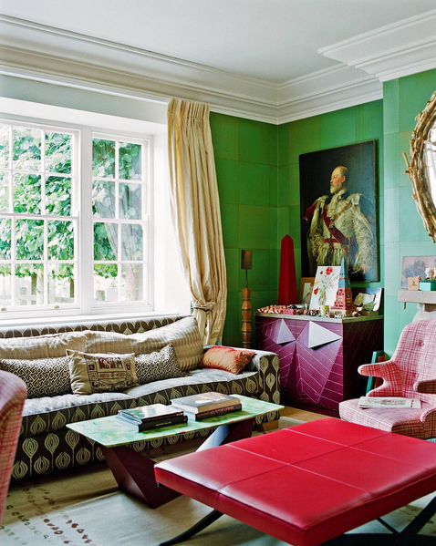 green walls drawing room