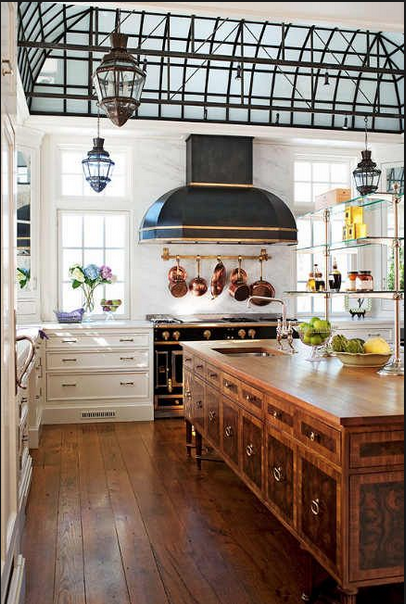 traditional kitchen with steel skylight via belle vivir blog