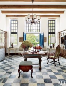 Bobby McAlpine checkered floor kitchen via belle vivir blog