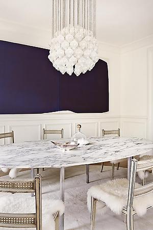 Julie HIllman design dining room white with modern art via belle vivir blog
