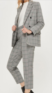 check tapered leg suit