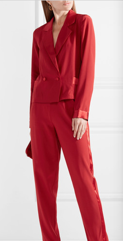 red pant suit