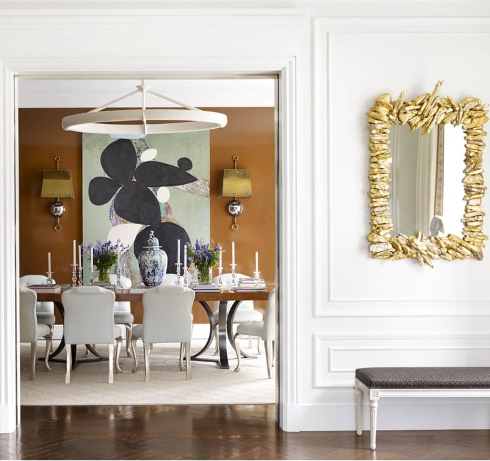 Interior Designer Daniel Romualdez, caramel brown dining room via belle vivir blog