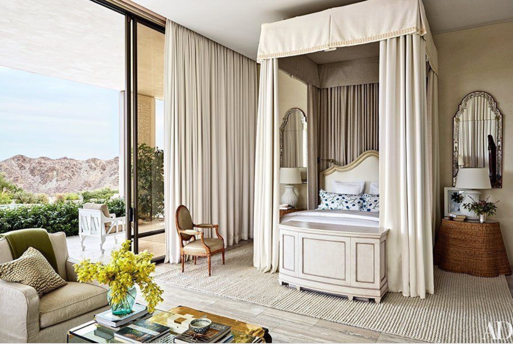 Palm Springs Style via Michael S. Smith canopy bed with a view belle vivir blog
