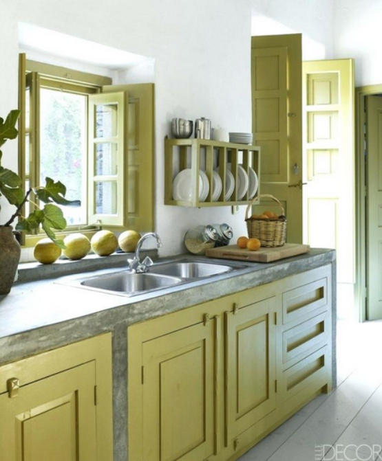 Colorful Kitchen, Green cabinets