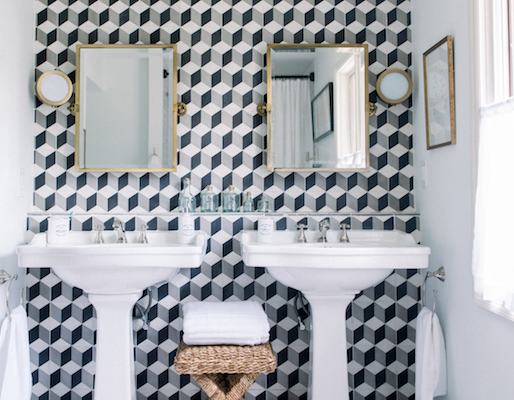 Modern bathroom design, black and white bathroom, Julie Paulino Design