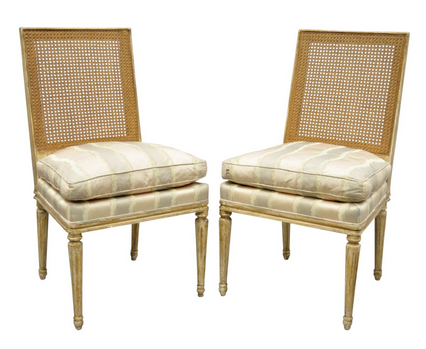 Black & White Stripe Louis XVI Round Back Chair - Pair – Luxe Furniture Inc