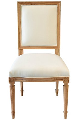 Louis XVI style chair, beige and natural wood