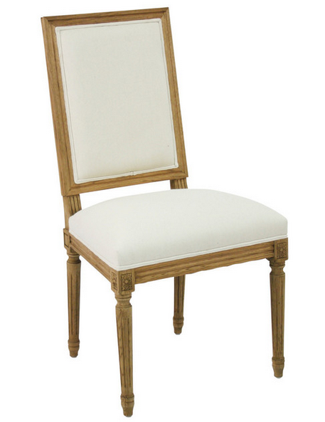 Louis XVI style chair, white fabric and natural wood