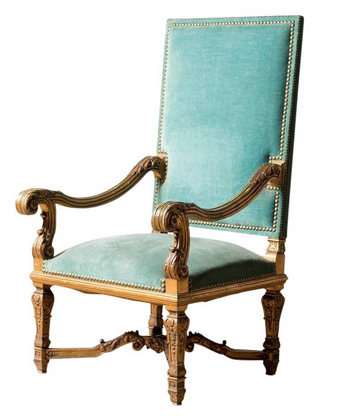 Louis XIV style blue arm chair