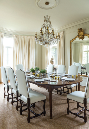 dining room with crystal chandelier