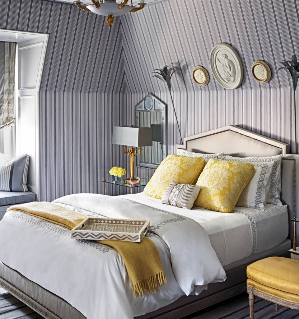 Mary McDonald design, striped bedroom