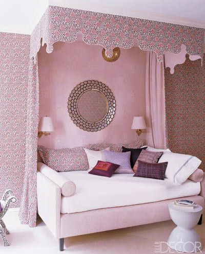 pink room with canopy bed