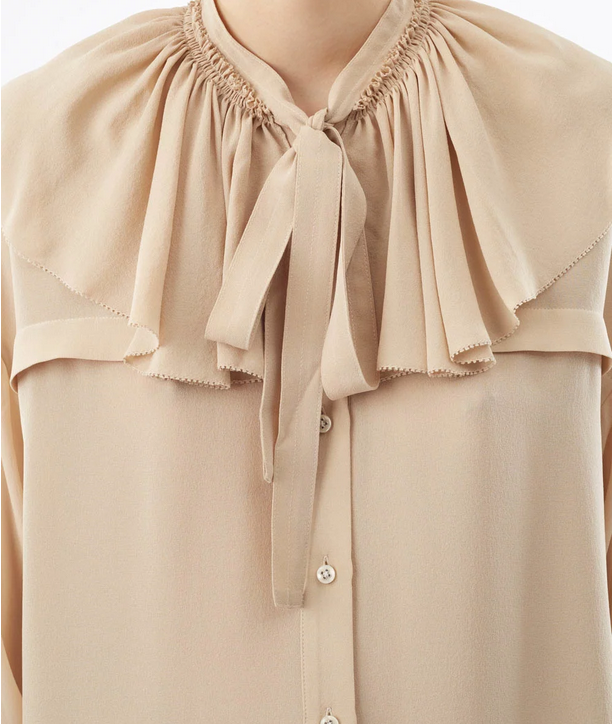 ruffle collar silk blouse