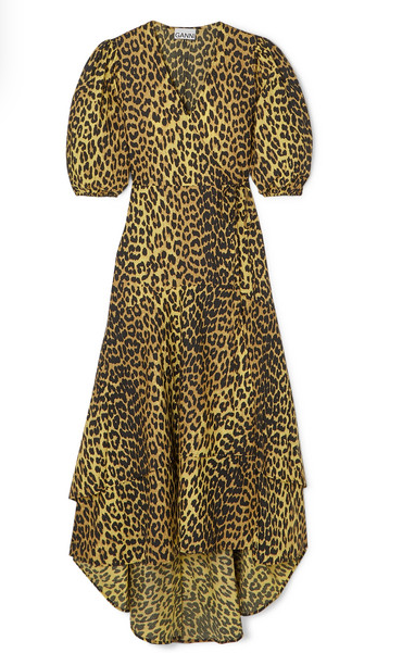 Ganni cotton leopard print dress