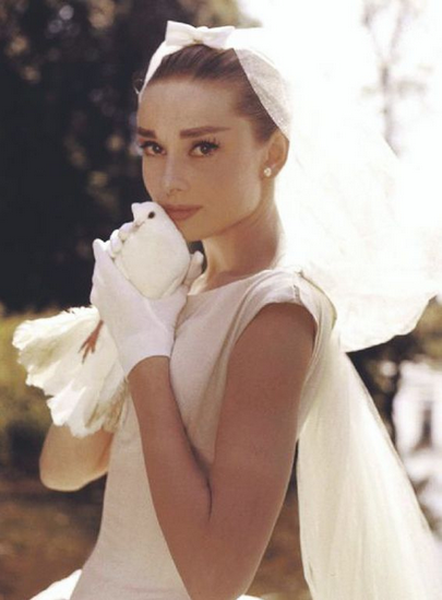 Audrey Hepburn in wedding outfit