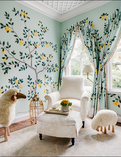 San Francisco Decorator Showcase nursery with lemon wallpaper