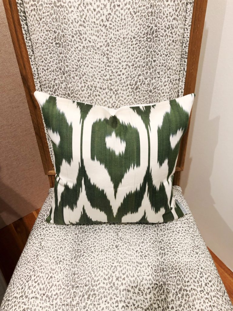 julie paulino design, leopard chair with ikat pillow