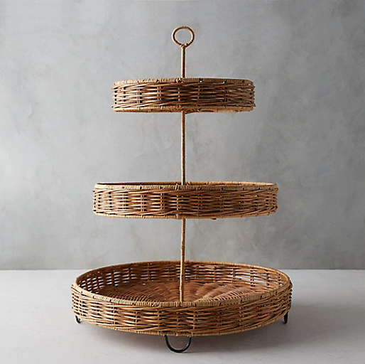 mother's day gifts, wicker tiered serving tray