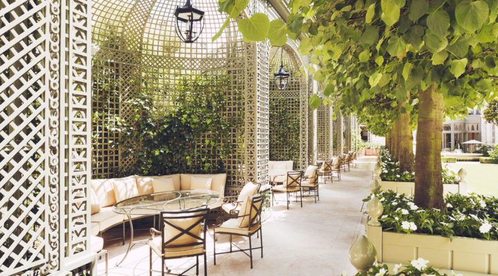 The secret garden at the Ritz, Paris via Town and Country