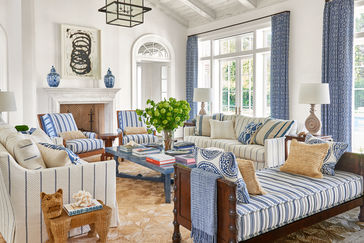 Palm Beach Interior Design, blue and white living room