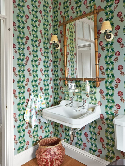 Rita Koning bathroom Pierre Frey wallpaper