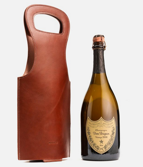 leather wine tote