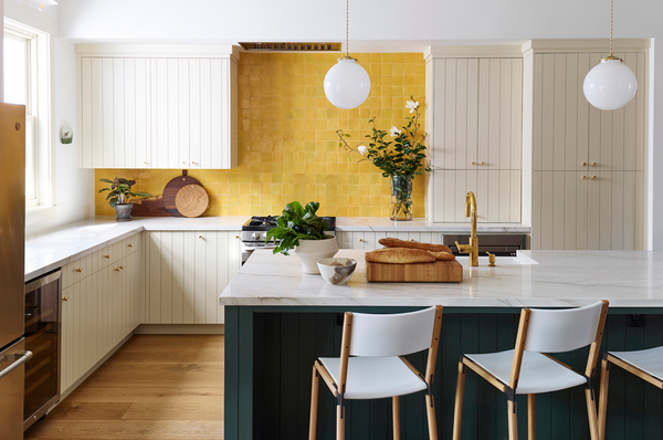 unusual color combination, green and yellow kitchen, Lynn K. Leonidas