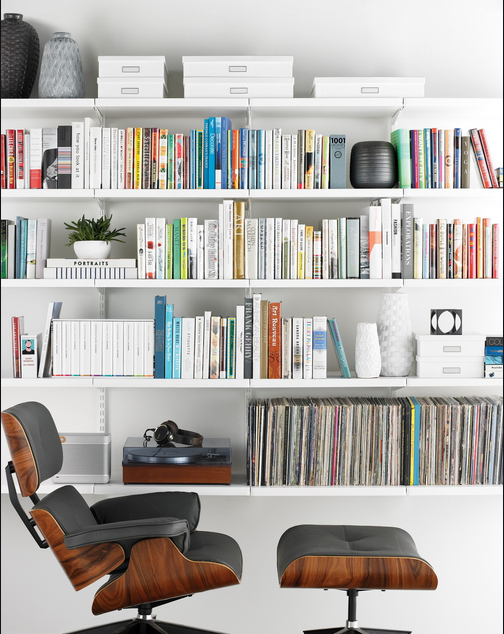 style bookshelves, white bookcases and boxes