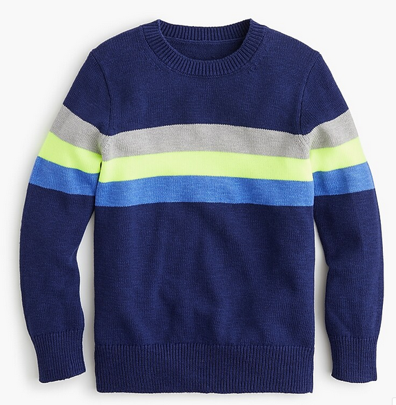 Boys' creneck sweater with stripes
