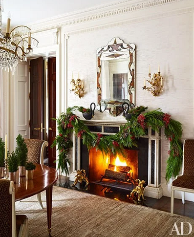 Christmas decoration fireplace mantel Bronson van Wyck