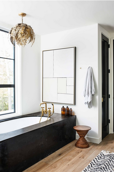 colorful modern home decor, bathroom black tub