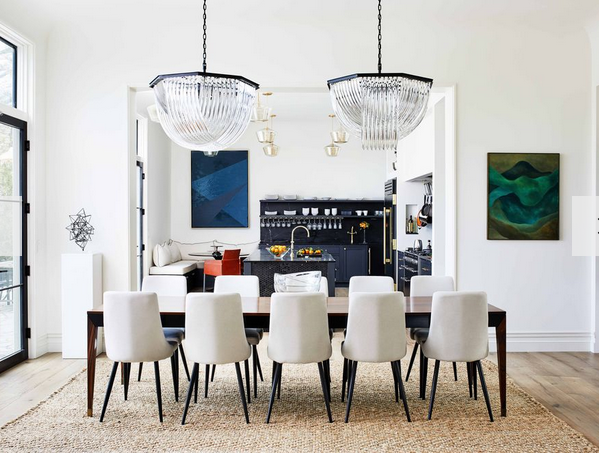 colorful modern home decor, black and white dining room