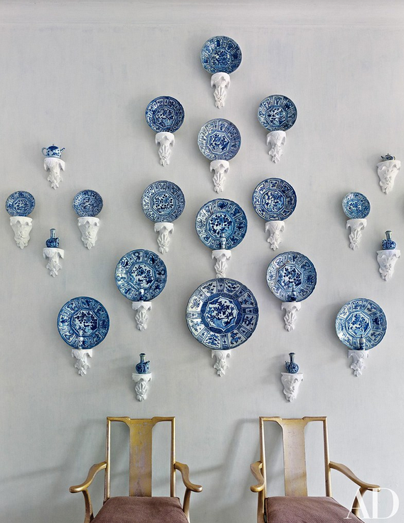 Axel Vervoordt, betty gertz, blue and white wall plate