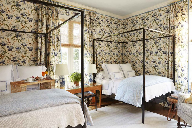 Caroline Gidiere's Alabama Home Veranda bedroom with tween canopy beds