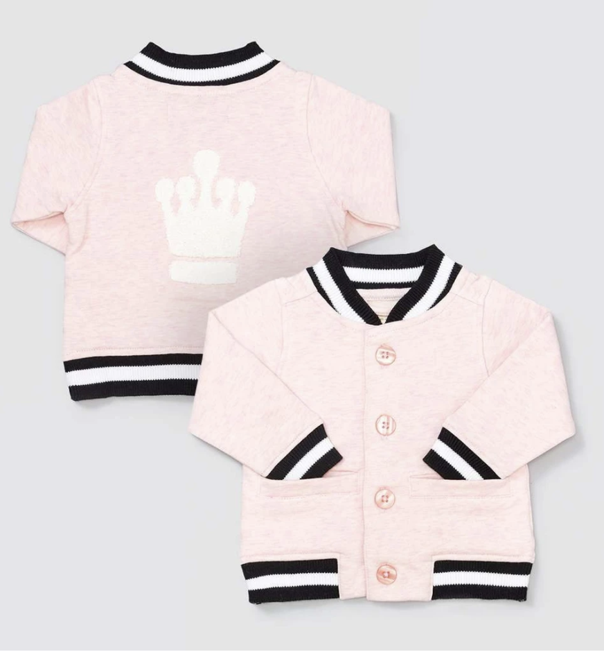 kids gift guide bomber jacket in pink and black